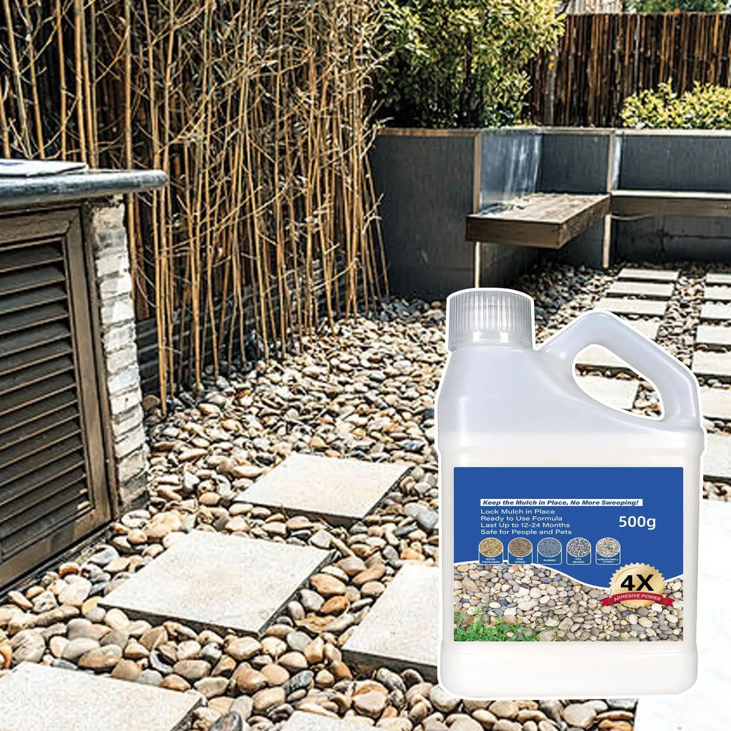 500g Mulch Rock Adhesive, Fast Drying Glue for Outdoor Yard Patio Stones