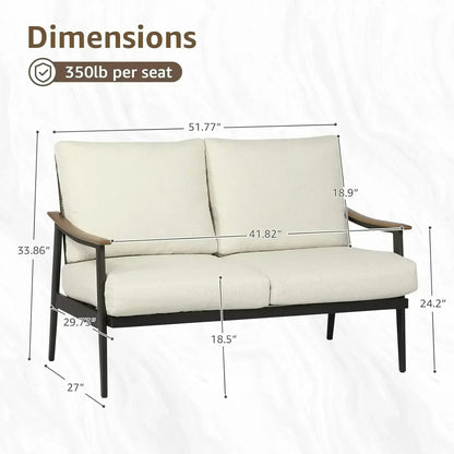 BestsellerXMSJ-Sale Outdoor Patio Loveseat, Patio Furniture Metal Outdoor Sofa with Wicker Backrest & 6 Inches Cushion for Front