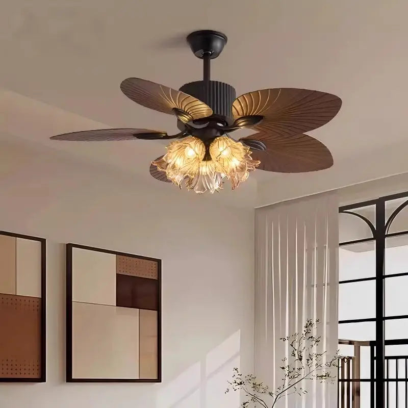 Banana leaf high wind ceiling fan light