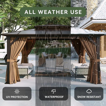 10x12 ft. Outdoor Pavilion with Curtains & Netting