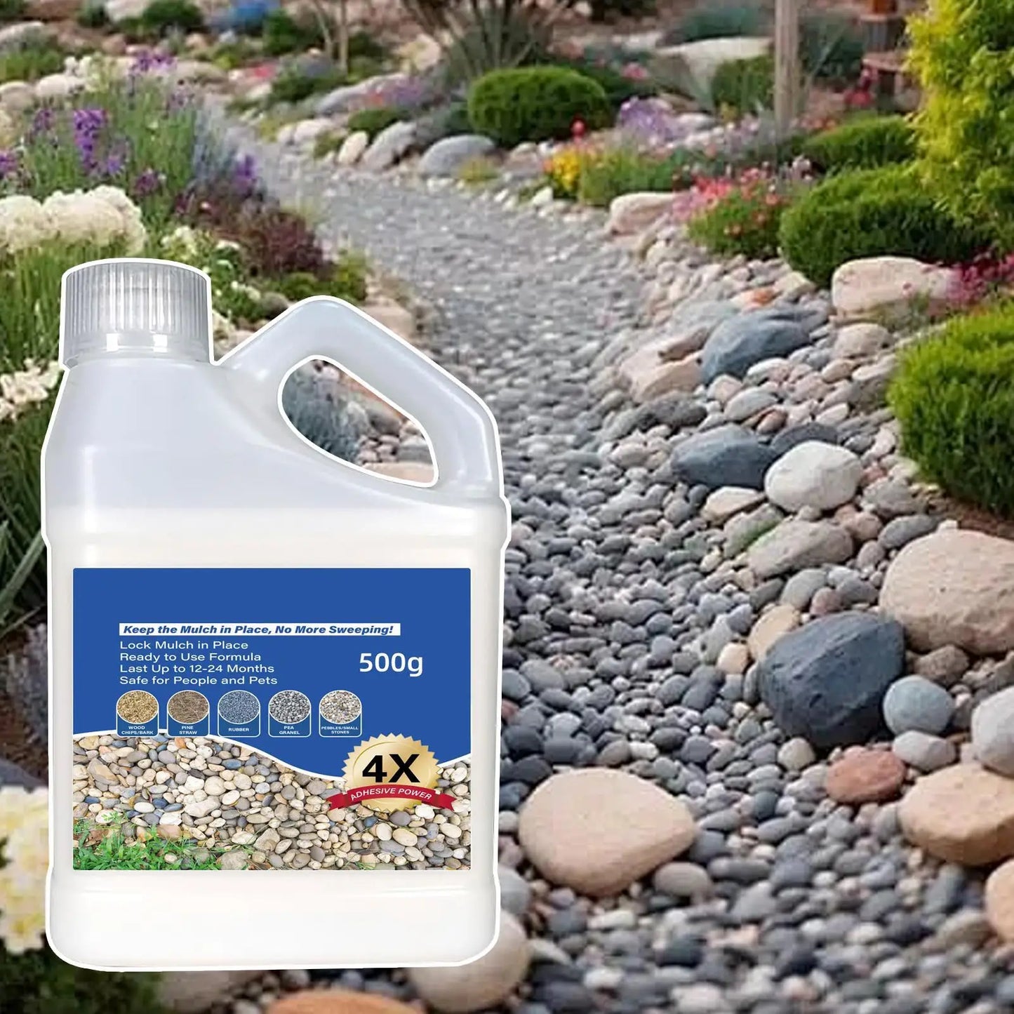 500g Mulch Rock Adhesive, Fast Drying Glue for Outdoor Yard Patio Stones