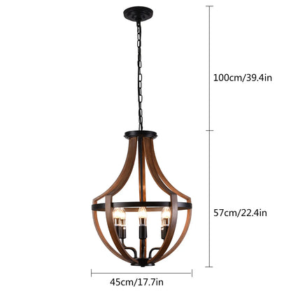 Modern Rustic Wooden Pendant Light Fixture - 17 Inch Diameter - Handmade Natural Wood