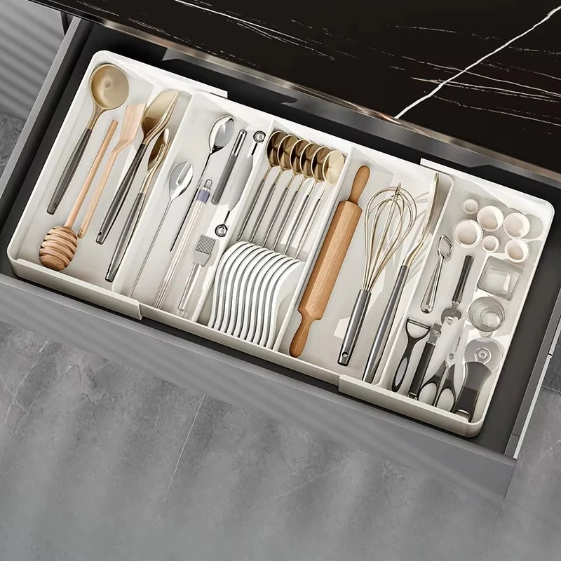 1pc Retractable Kitchen Drawer Storage Box
