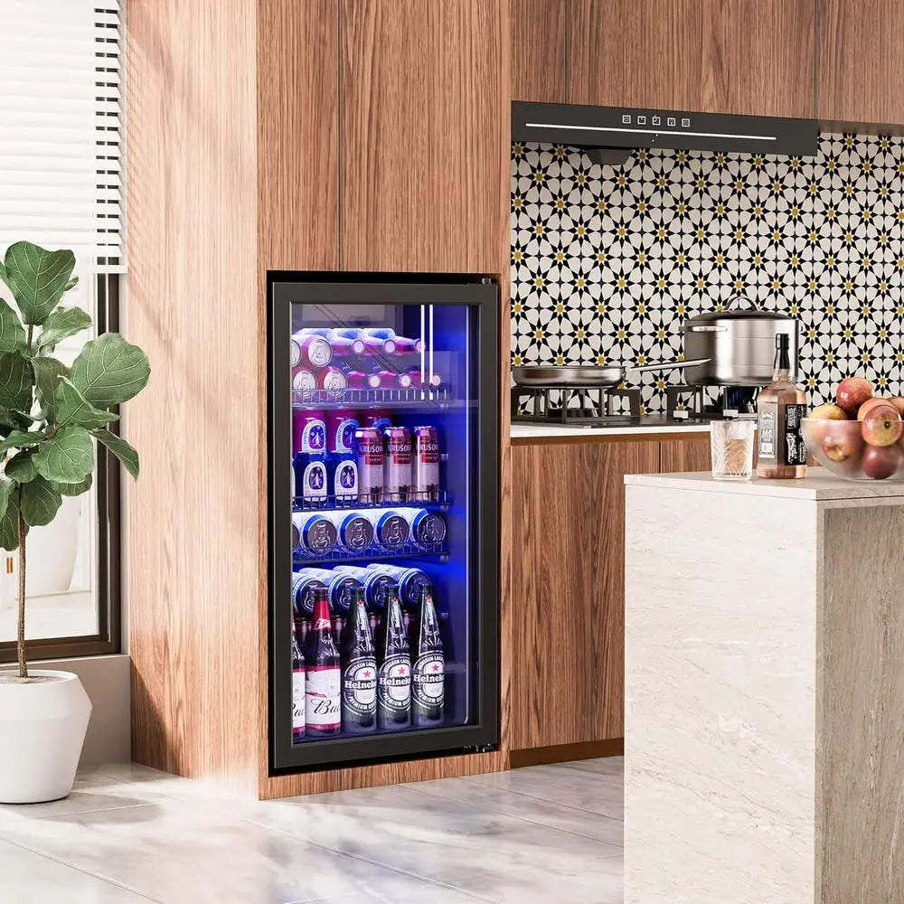 3.2 cu ft Glass Door Mini Fridge with Adjustable Shelves and Digital Temp, 3.2 Cu. Ft. (Black)