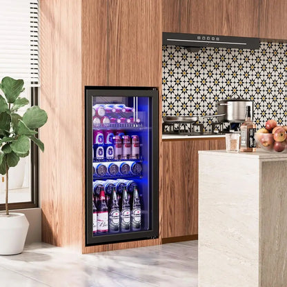 3.2 cu ft Glass Door Mini Fridge with Adjustable Shelves and Digital Temp, 3.2 Cu. Ft. (Black)