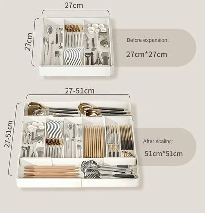 1pc Retractable Kitchen Drawer Storage Box