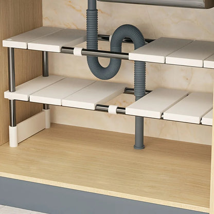 Adjustable Under Sink Storage Rack,Expandable Kitchen & Bathroom Cabinet Organizer,