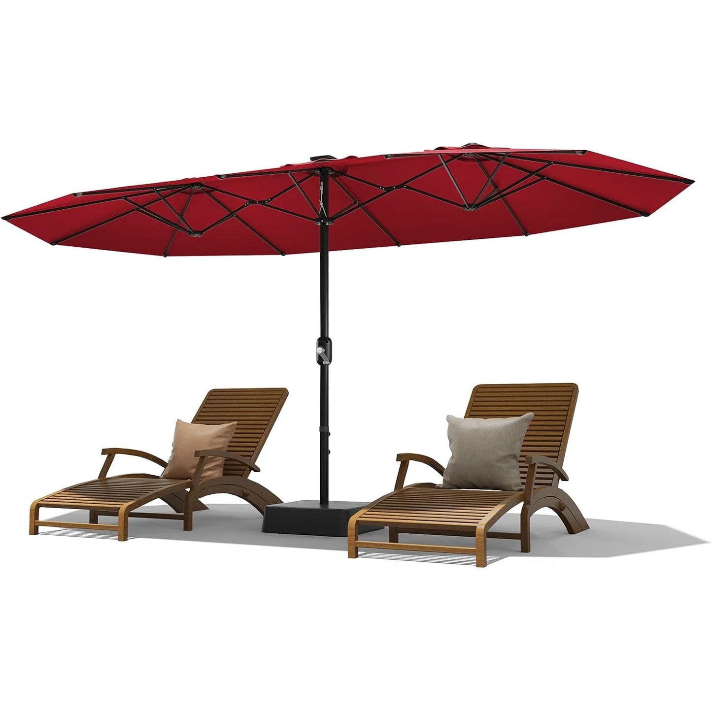 Large 15 X 9 ft Rectanglular Umbrella with Cross Base and Sandbag for Pool Lawn & Garden