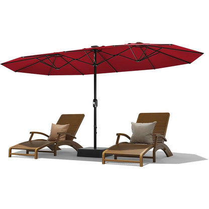 Large 15 X 9 ft Rectanglular Umbrella with Cross Base and Sandbag for Pool Lawn & Garden