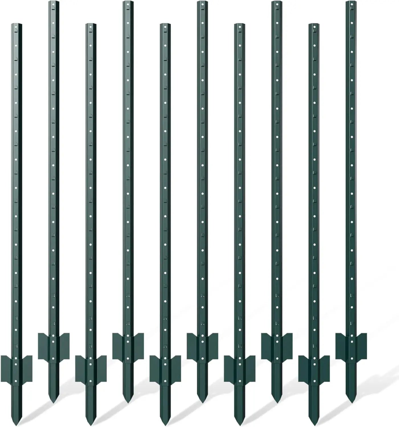 10 Pack,7 ft Heavy Duty Metal Fence Post,