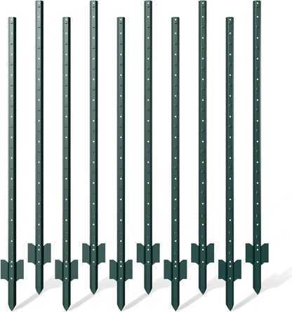 10 Pack,7 ft Heavy Duty Metal Fence Post,