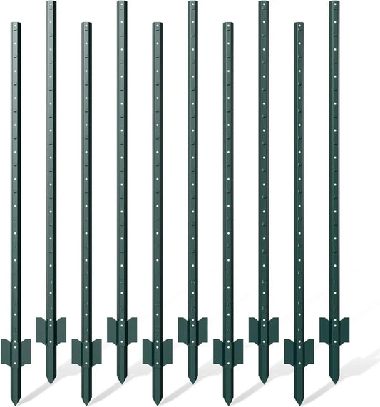 10 Pack,7 ft Heavy Duty Metal Fence Post,