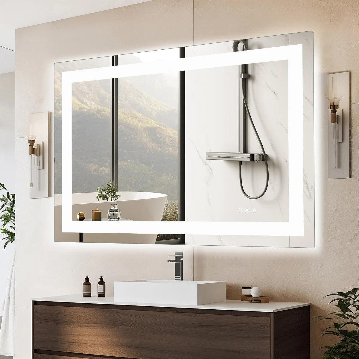 36"x 24"LED Bathroom Vanity Mirror,Tempered Glass with Front Light and Backlit