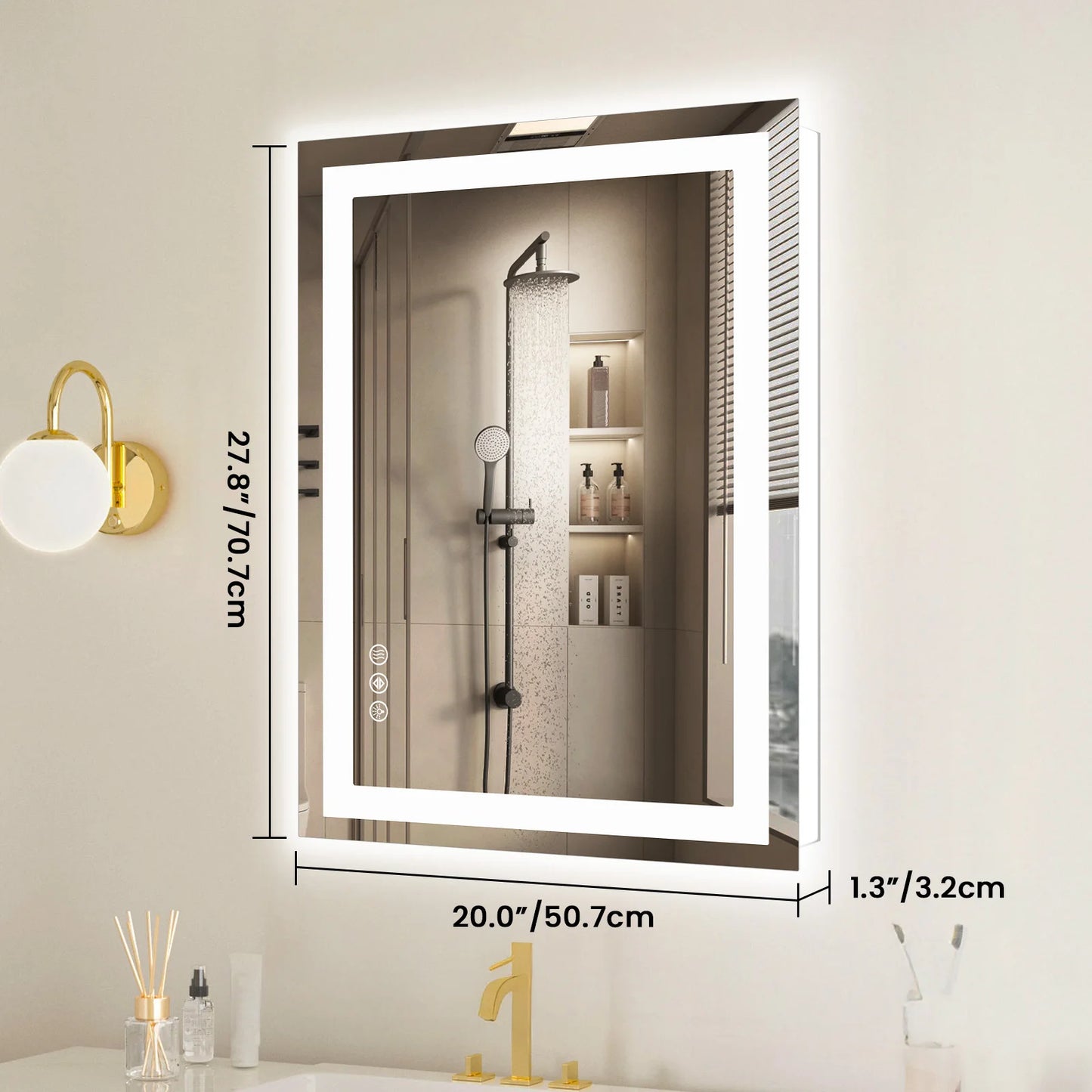 36"x 24"LED Bathroom Vanity Mirror,Tempered Glass with Front Light and Backlit
