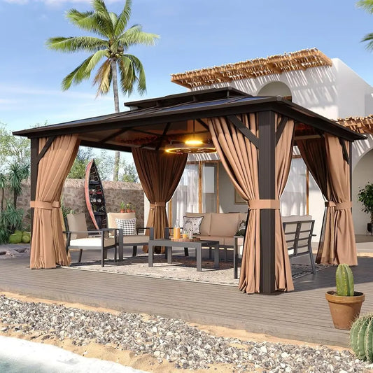 10x12 ft. Outdoor Pavilion with Curtains & Netting