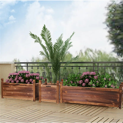 Wooden Raised Flower Bed, Indoor Outdoor Vegetable Herb Planter