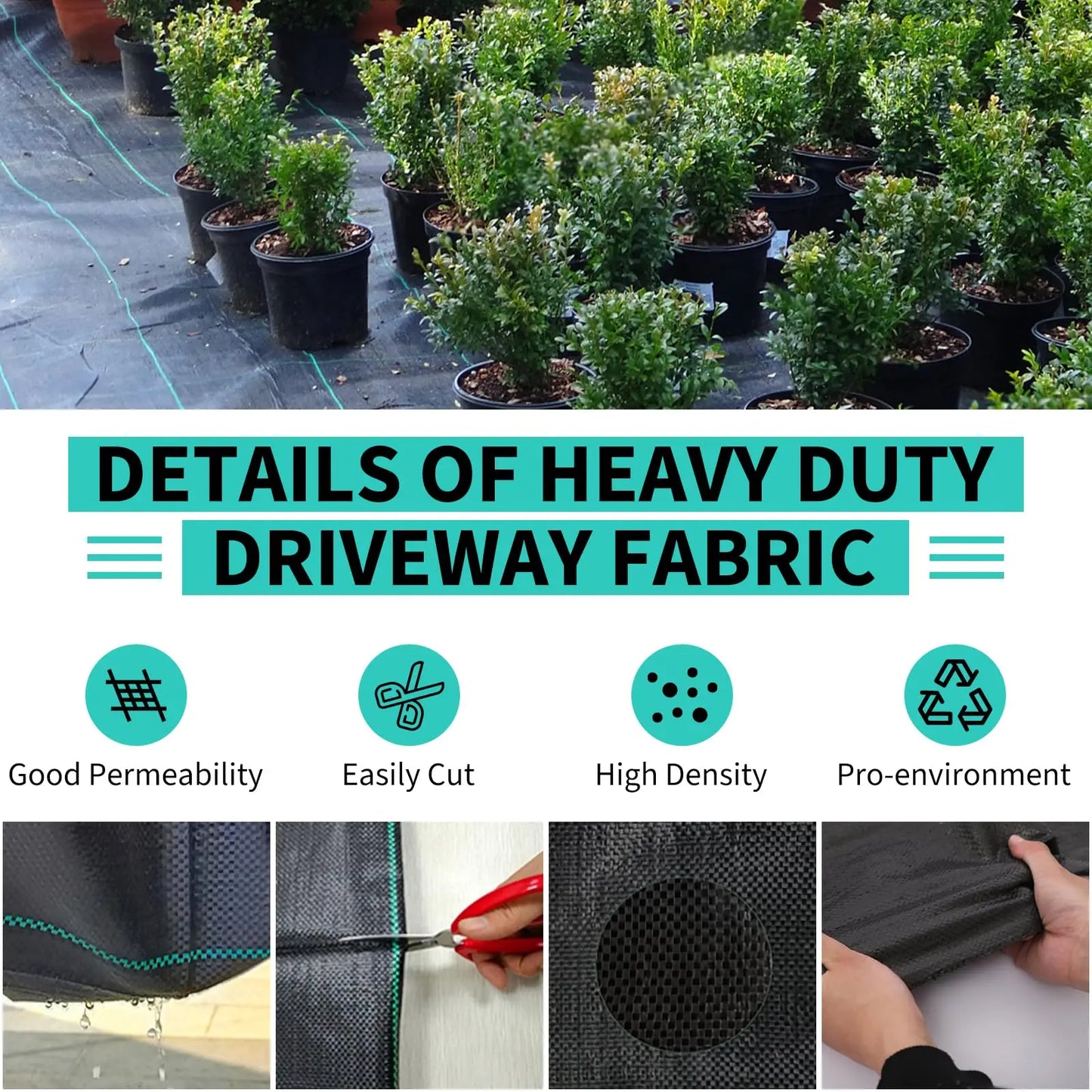 3/4/6*300/600FT  Heavy Duty Weed Barrier Landscape Fabric,