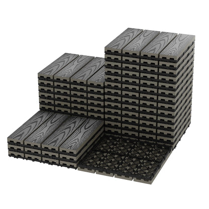 48PCs Composite Interconnected Deck Tiles 12x12 Inch –  for Indoor & Outdoor Use