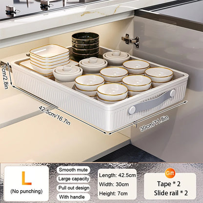 1 PC Kitchen Cabinet Drawer Storage Boxes with Slide Rails Pull-out Kitchen Storage Tray Spice Box Shelf Cabinets Organizer