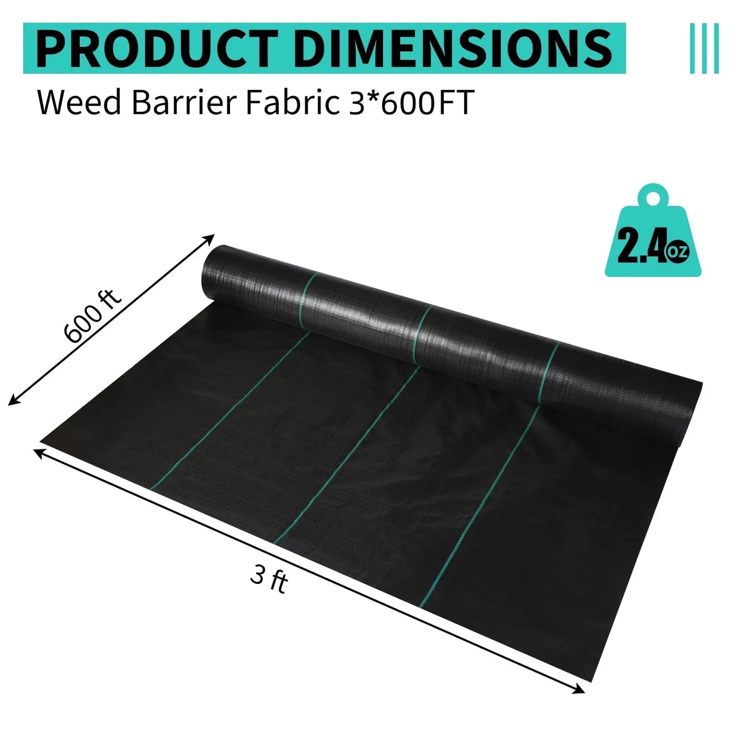 3/4/6*300/600FT  Heavy Duty Weed Barrier Landscape Fabric,