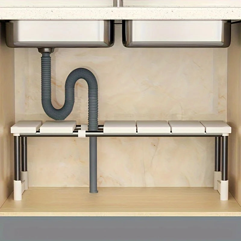 Adjustable Under Sink Storage Rack,Expandable Kitchen & Bathroom Cabinet Organizer,