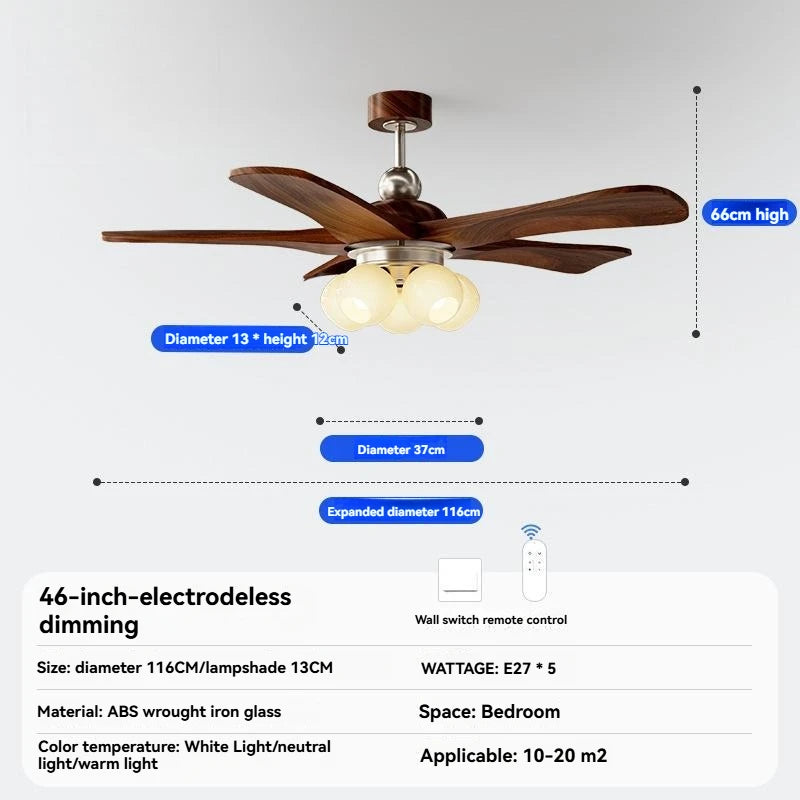 Mid-century style ceiling fan light for living room and dining room,