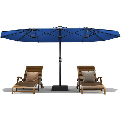 Large 15 X 9 ft Rectanglular Umbrella with Cross Base and Sandbag for Pool Lawn & Garden