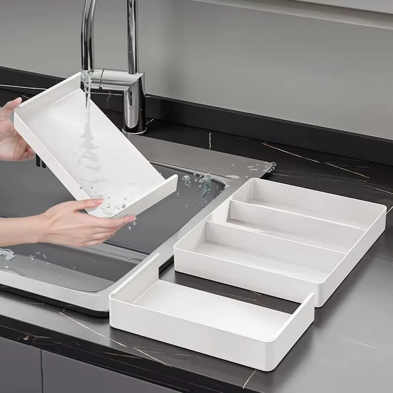 1pc Retractable Kitchen Drawer Storage Box