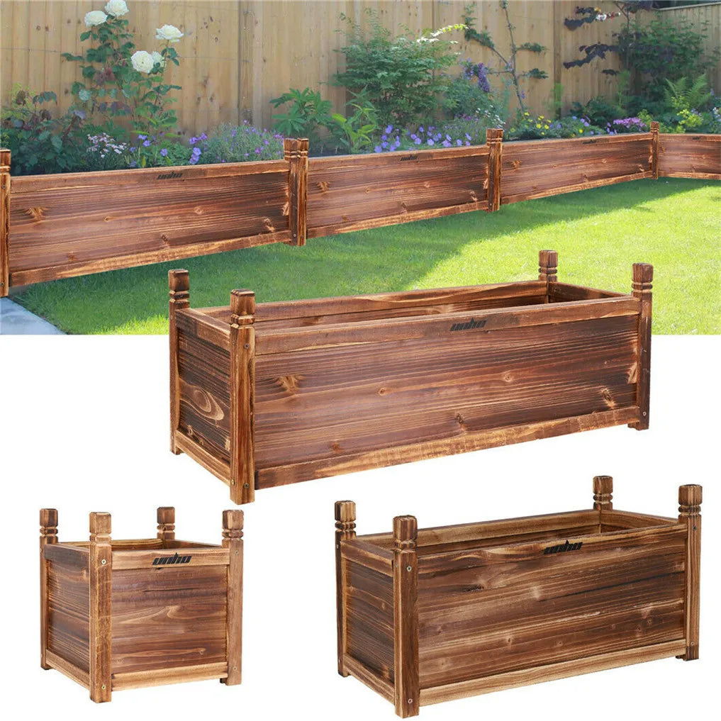 Wooden Raised Flower Bed, Indoor Outdoor Vegetable Herb Planter