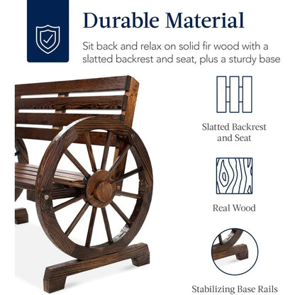 2-Person Wooden Wagon Wheel Bench
