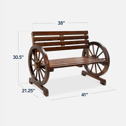 2-Person Wooden Wagon Wheel Bench