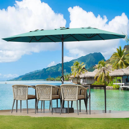 Large 15 X 9 ft Rectanglular Umbrella with Cross Base and Sandbag for Pool Lawn & Garden