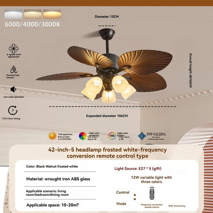 Banana leaf high wind ceiling fan light