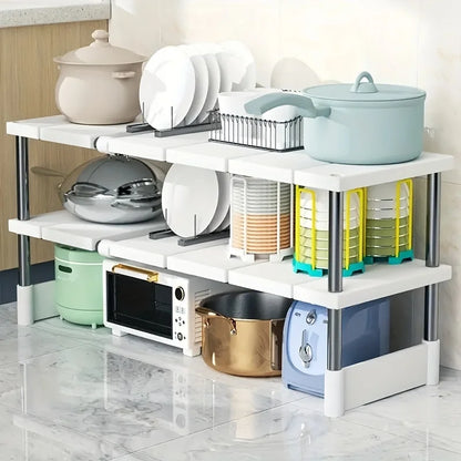 Adjustable Under Sink Storage Rack,Expandable Kitchen & Bathroom Cabinet Organizer,