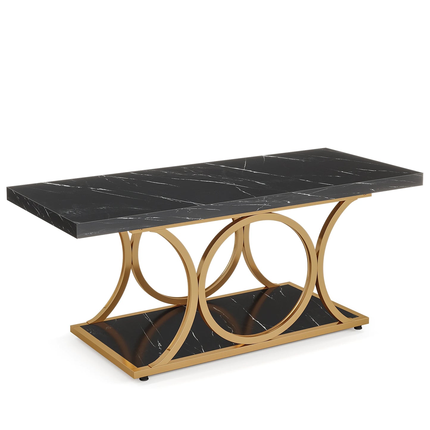 47 inch Rectangle, Faux Marble & Wood Coffee Table