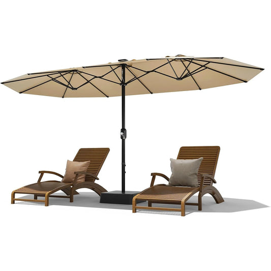 Large 15 X 9 ft Rectanglular Umbrella with Cross Base and Sandbag for Pool Lawn & Garden